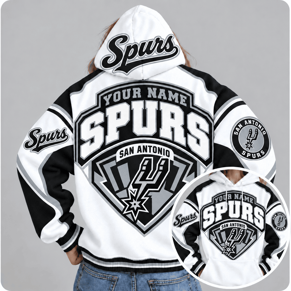 San Antonio Spurs ⭐ Personalized NBA Team Hoodie – Custom Name Basketball Fan Pullover Hoodie