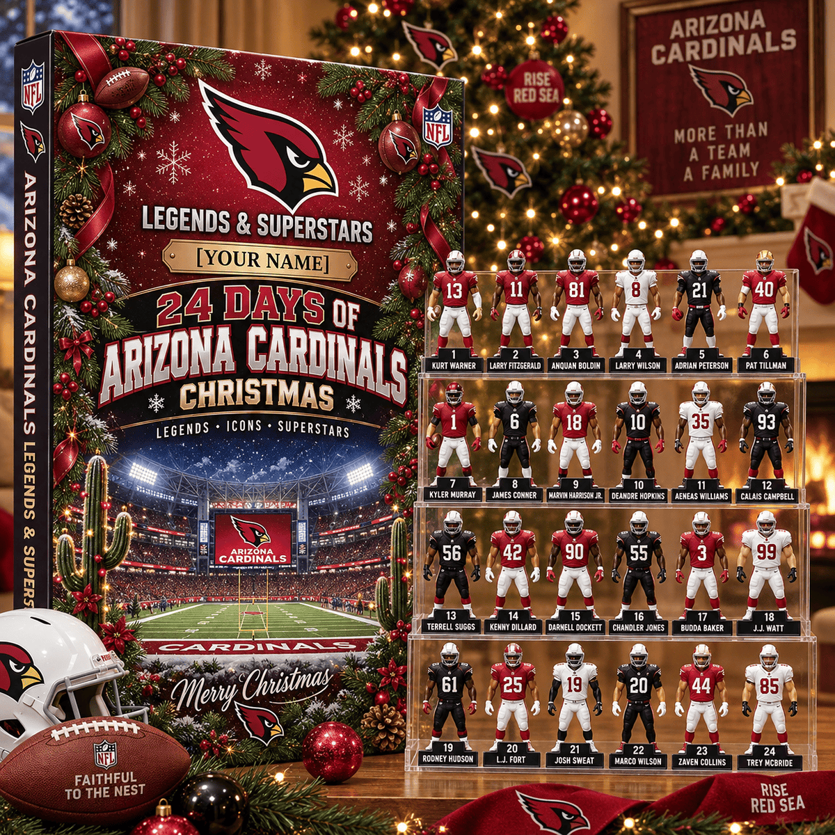 Arizona Cardinals NFL Advent calendar Full Box Christmas Gifts Custom Name