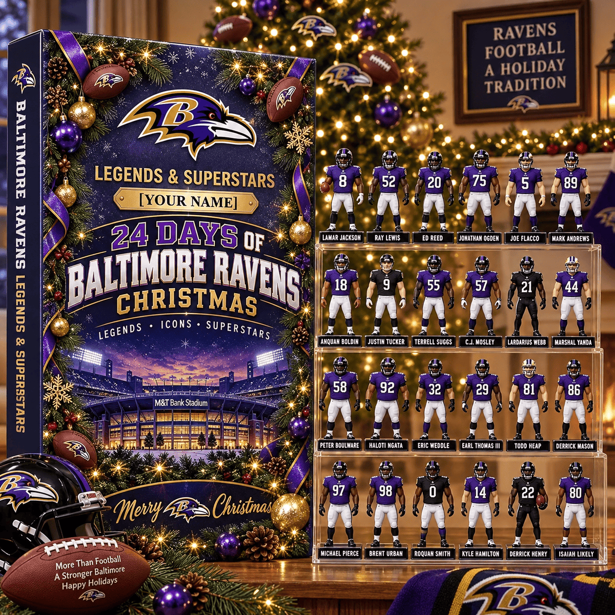 Baltimore Ravens NFL Advent calendar Full Box Christmas Gifts Custom Name