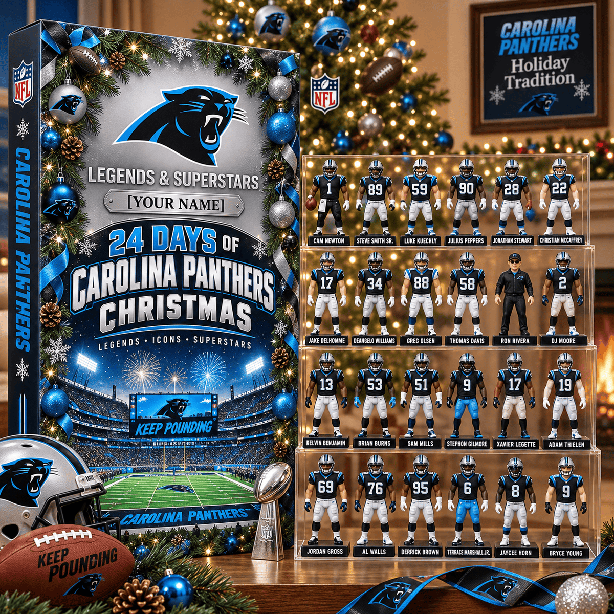 Carolina Panthers NFL Advent calendar Full Box Christmas Gifts Custom Name