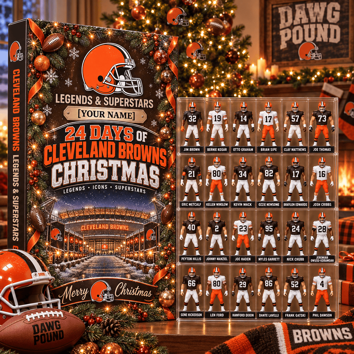Cleveland Browns NFL Advent calendar Full Box Christmas Gifts Custom Name