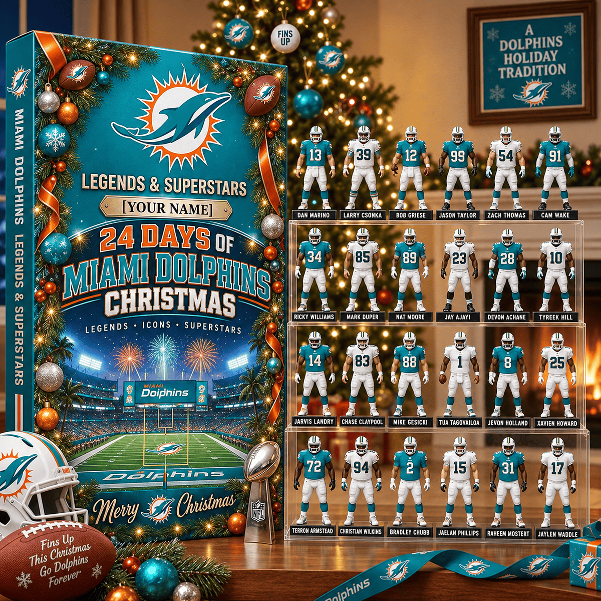 Miami Dolphins NFL Advent calendar Full Box Christmas Gifts Custom Name