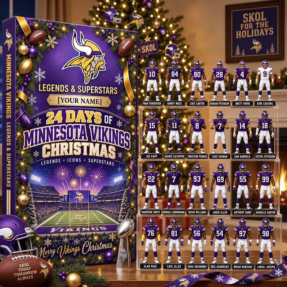 Minnesota Vikings NFL Advent calendar Full Box Christmas Gifts Custom Name