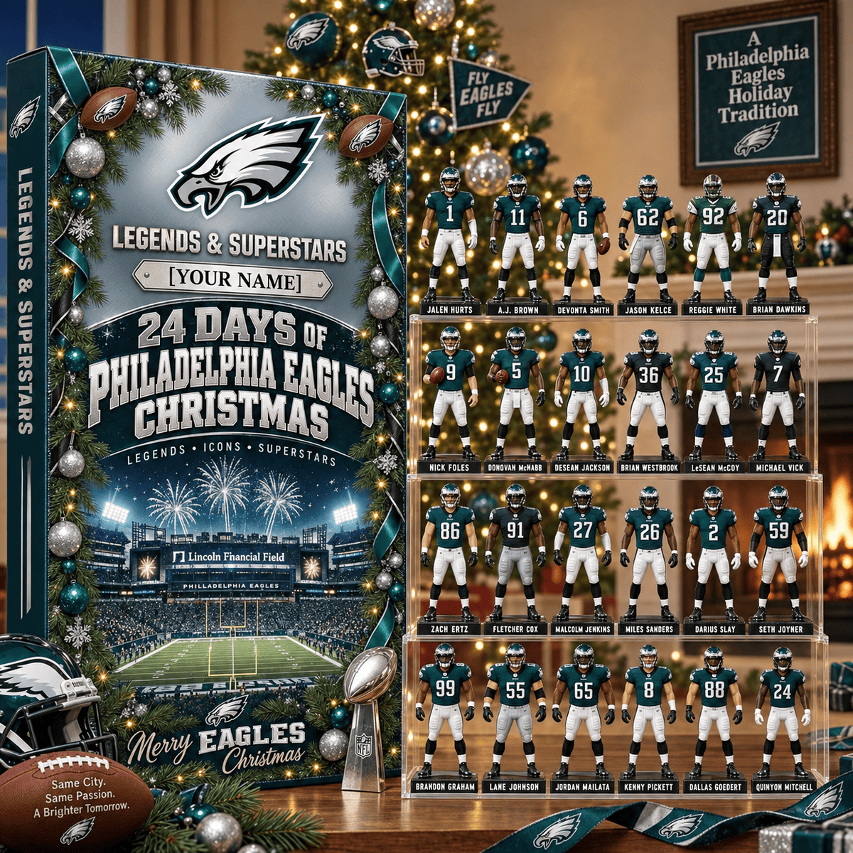 Philadelphia Eagles NFL Advent calendar Full Box Christmas Gifts Custom Name