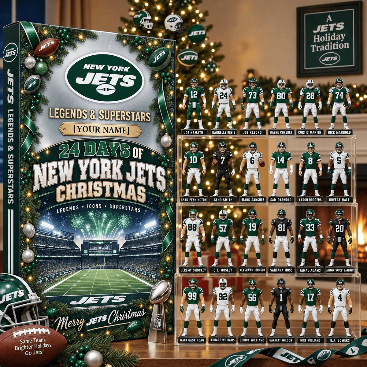 New York Jets NFL Advent calendar Full Box Christmas Gifts Custom Name