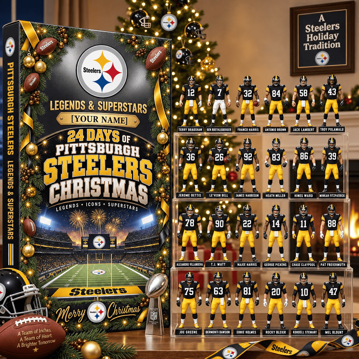 Pittsburgh Steelers NFL Advent calendar Full Box Christmas Gifts Custom Name