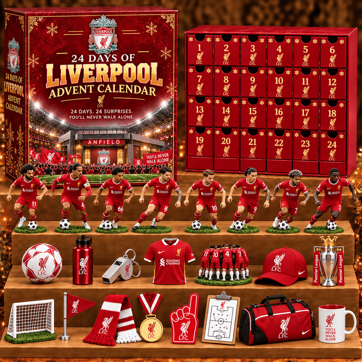 Liverpool Premier League Football Advent Calendar 2026 – 24 Days of Fan Collectibles, Christmas Gift for EPL Fans