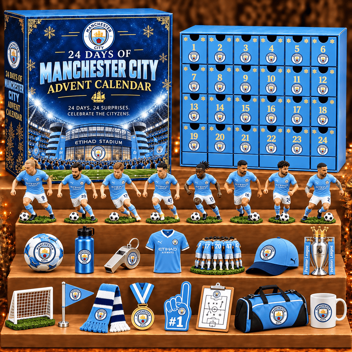 Manchester City Premier League Football Advent Calendar 2026 – 24 Days of Fan Collectibles, Christmas Gift for EPL Fans