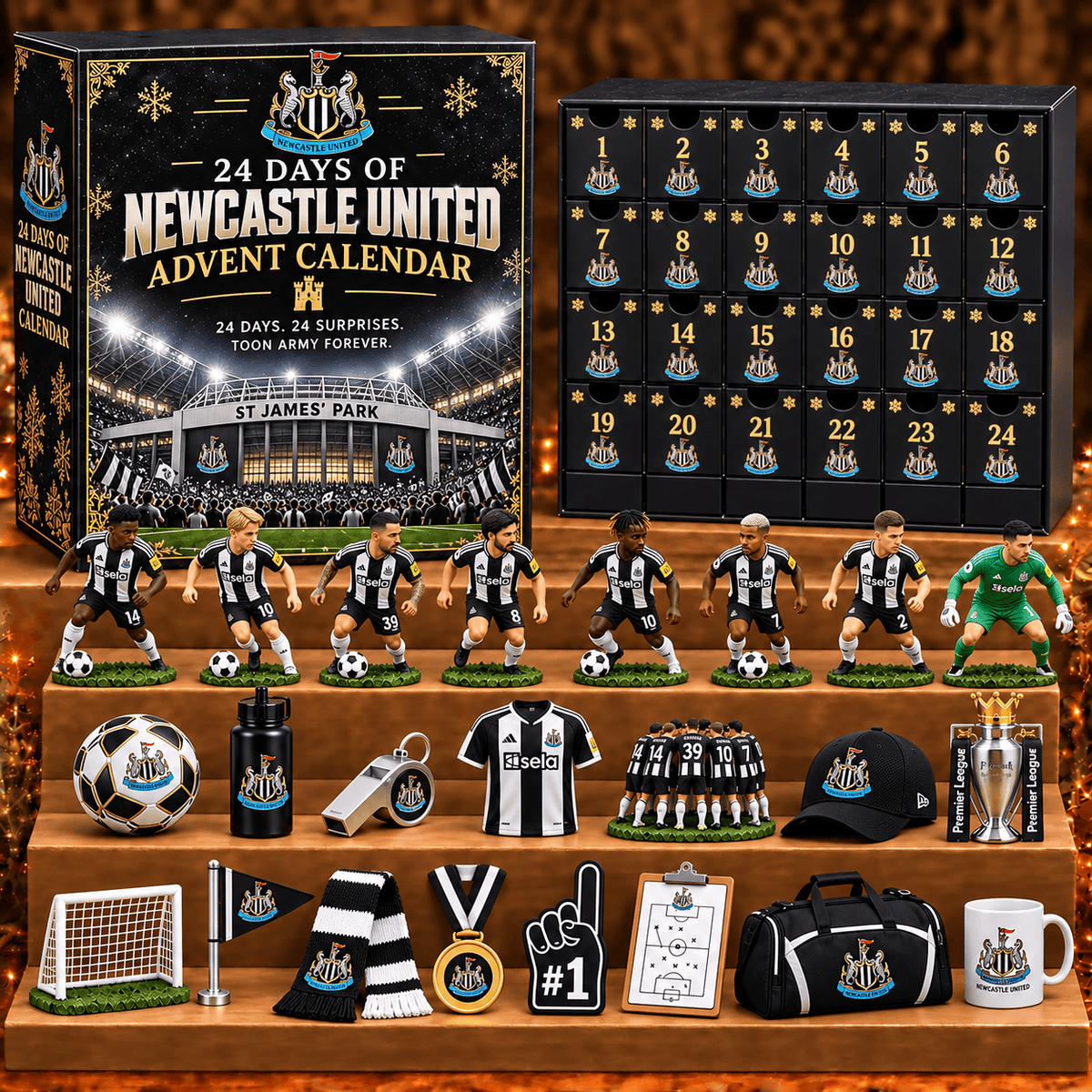 Newcastle United Premier League Football Advent Calendar 2026 – 24 Days of Fan Collectibles, Christmas Gift for EPL Fans