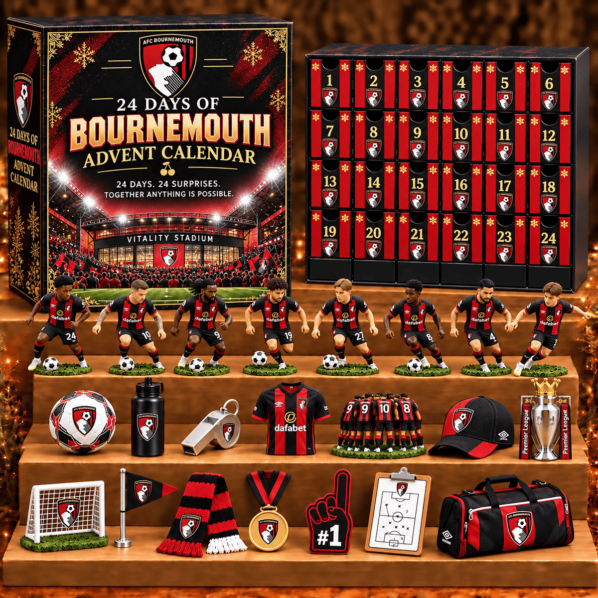 Bournemouth Premier League Football Advent Calendar 2026 – 24 Days of Fan Collectibles, Christmas Gift for EPL Fans