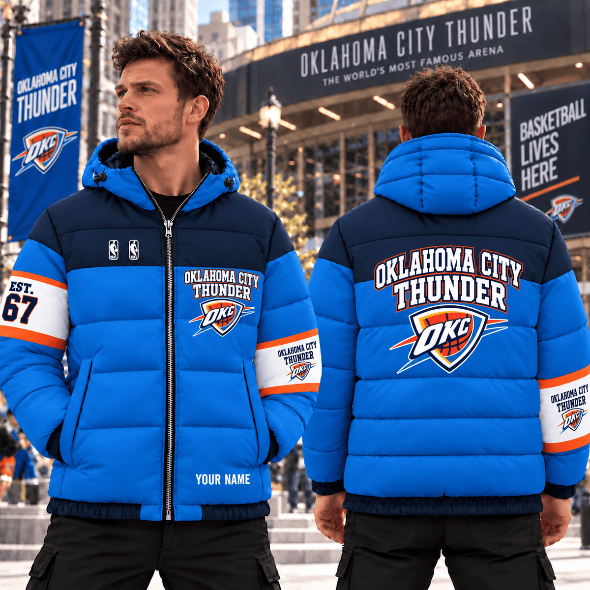 Oklahoma City Thunder NBA Down Jacket Custom Name Gifts For Fan - Limited Edition