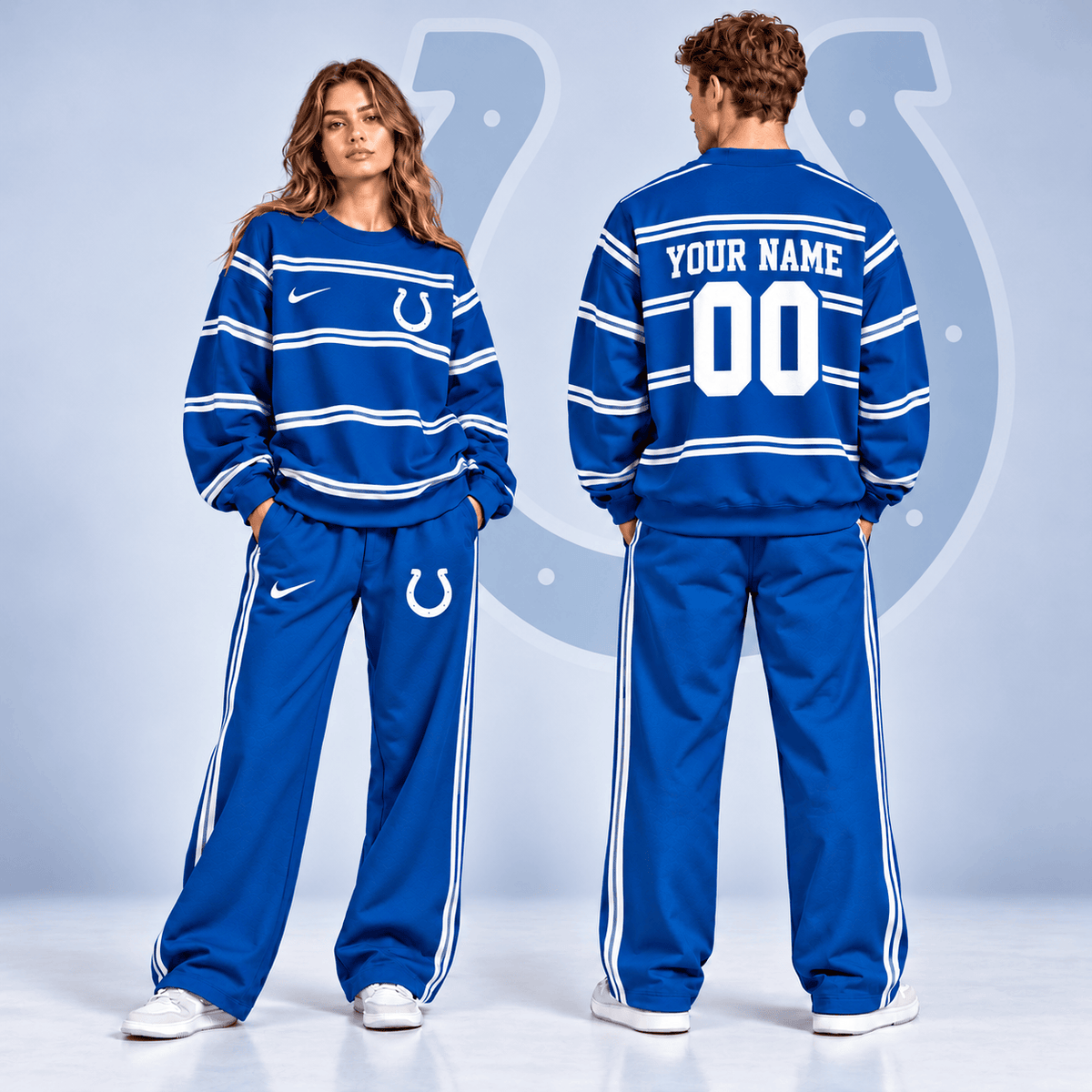 Indianapolis Colts NFL Team Sweatshirt & Wide Leg Pants Set – Personalized Football Fan Tracksuit