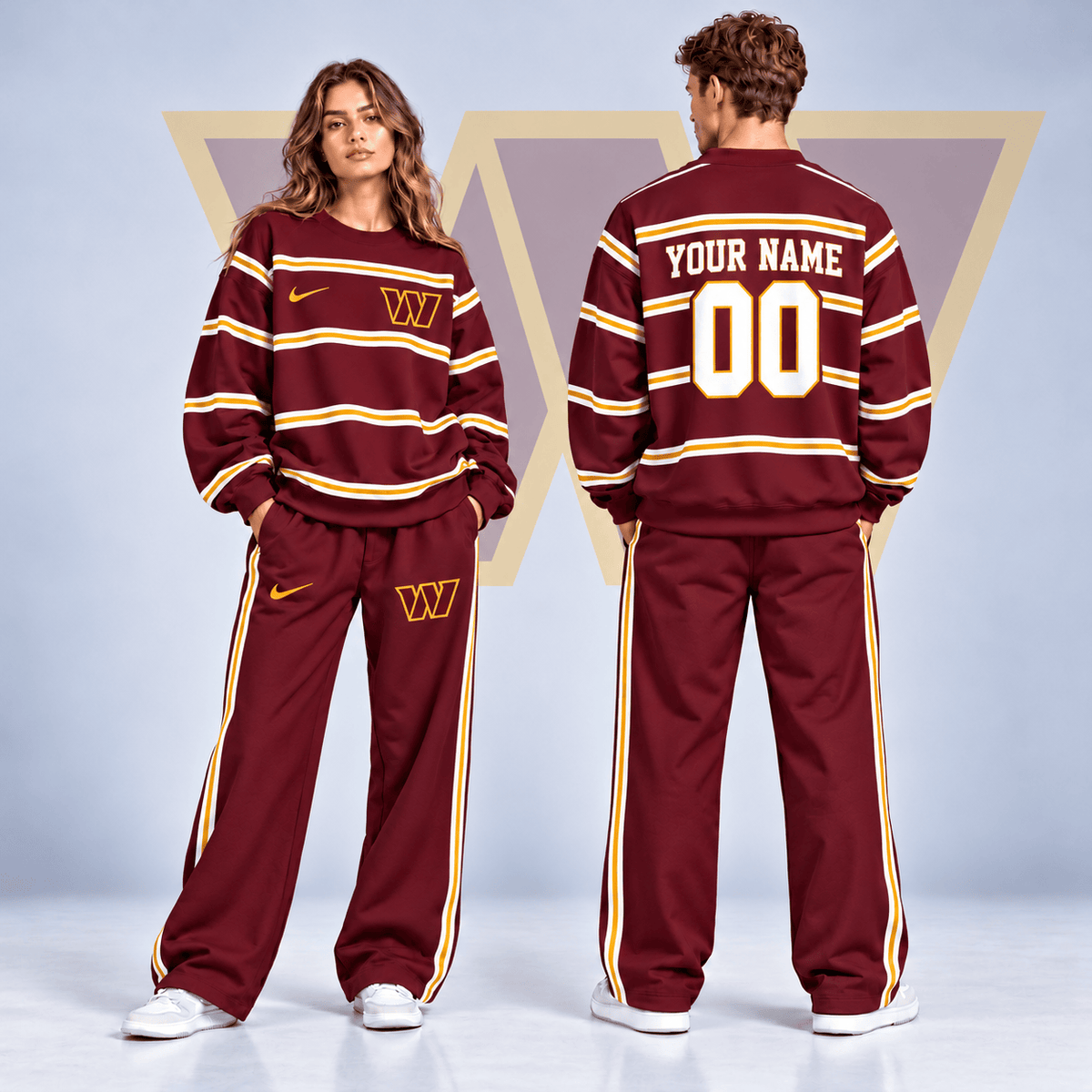 Washington Commanders NFL Team Sweatshirt & Wide Leg Pants Set – Personalized Football Fan Tracksuit
