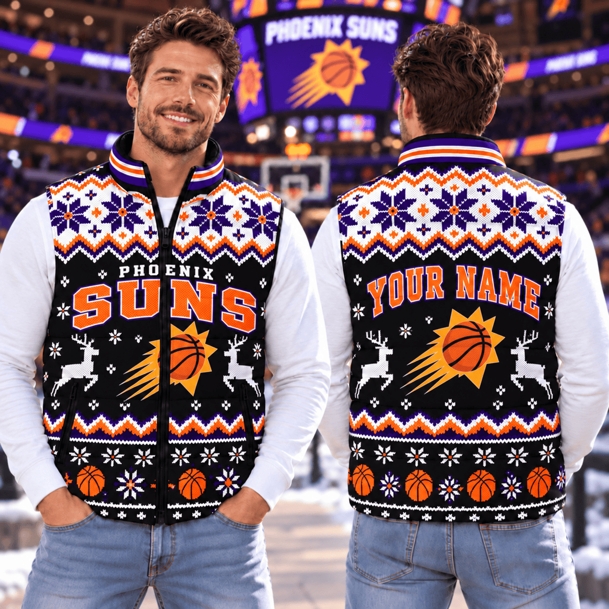 Phoenix Suns NBA Personalized Puffer Jacket Christmas For Fan