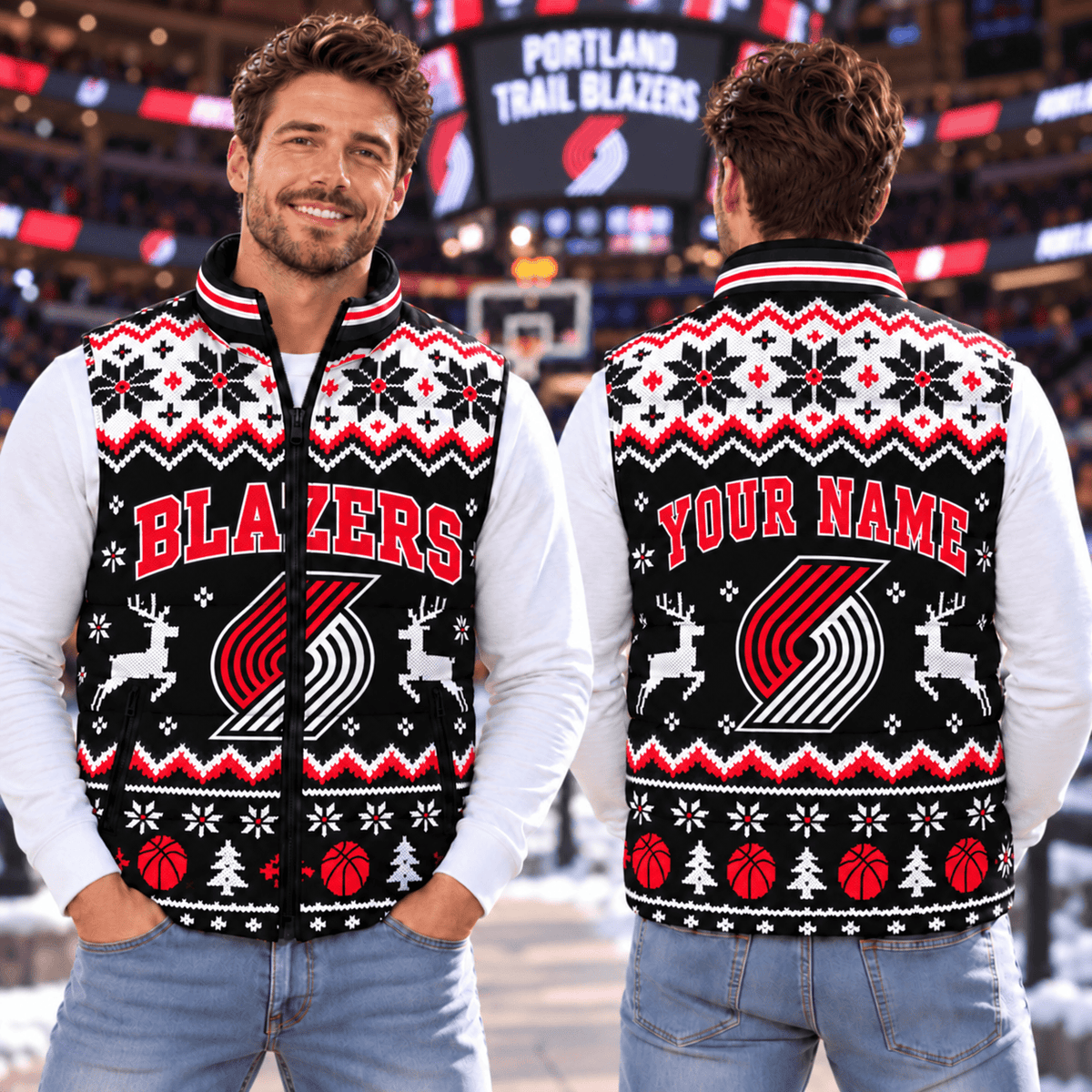 Portland Trail Blazers NBA Personalized Puffer Jacket Christmas For Fan
