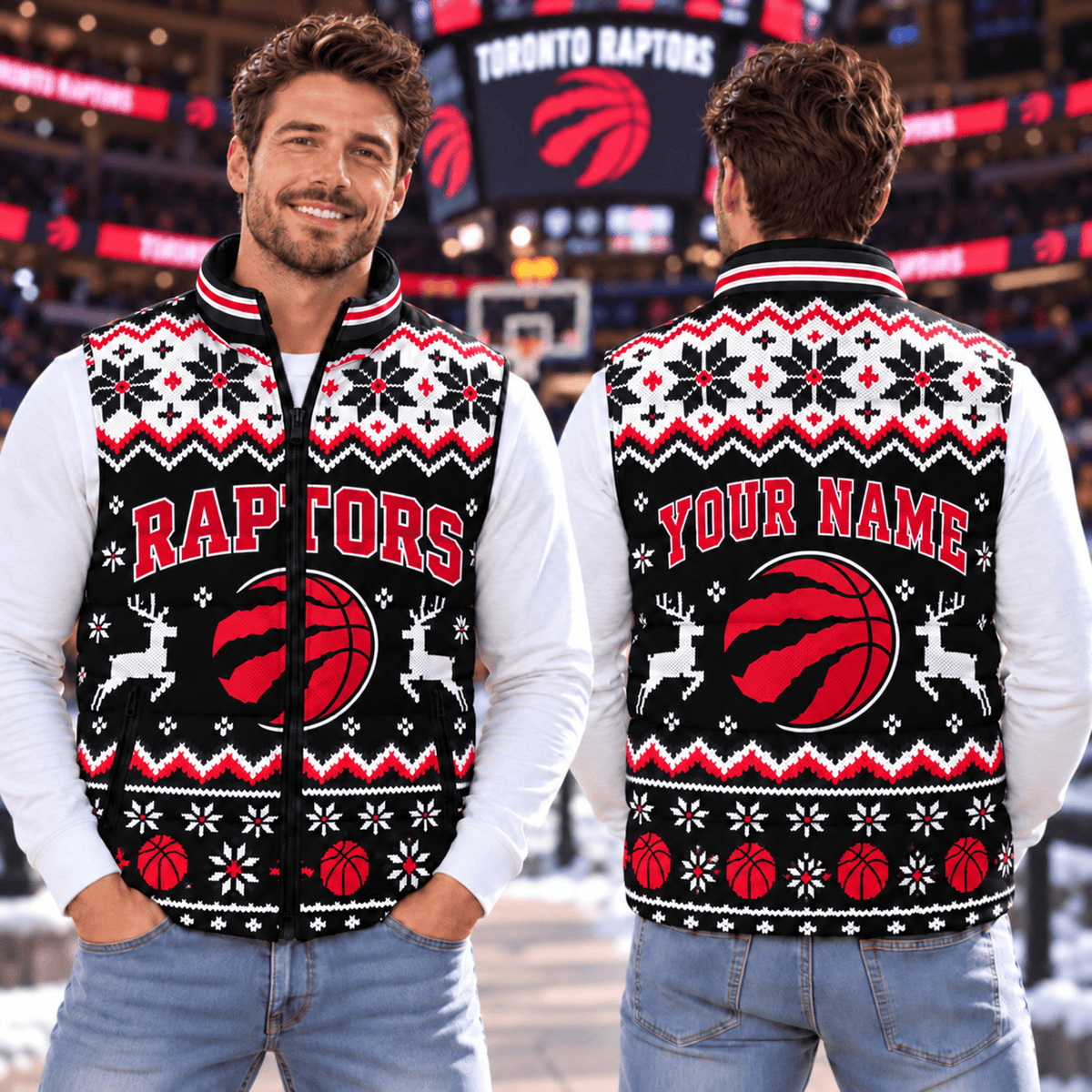 Toronto Raptors NBA Personalized Puffer Jacket Christmas For Fan
