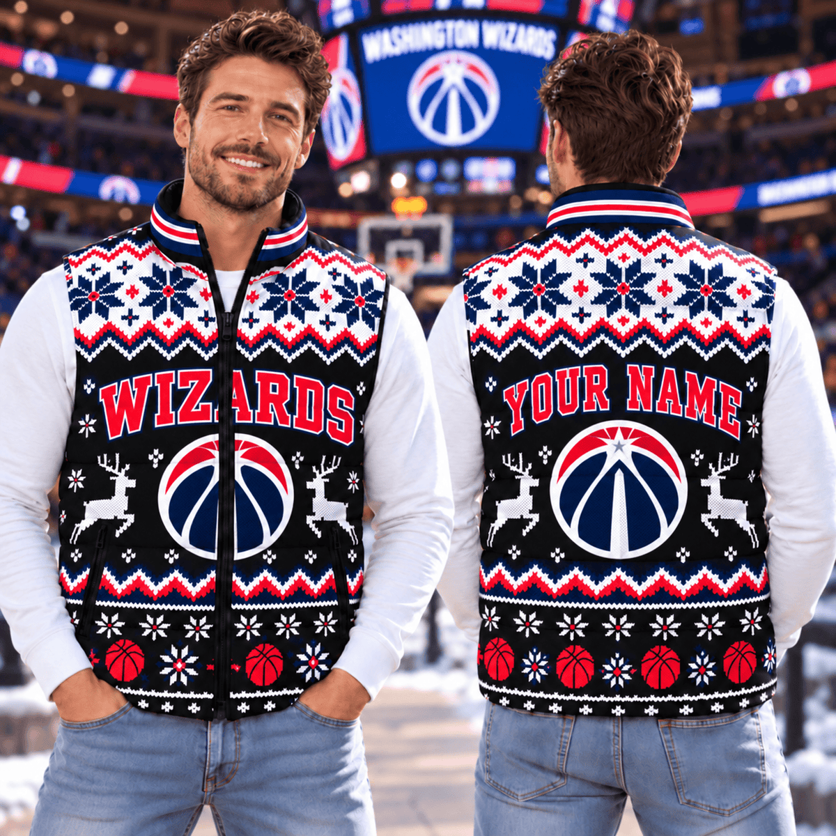 Washington Wizards NBA Personalized Puffer Jacket Christmas For Fan