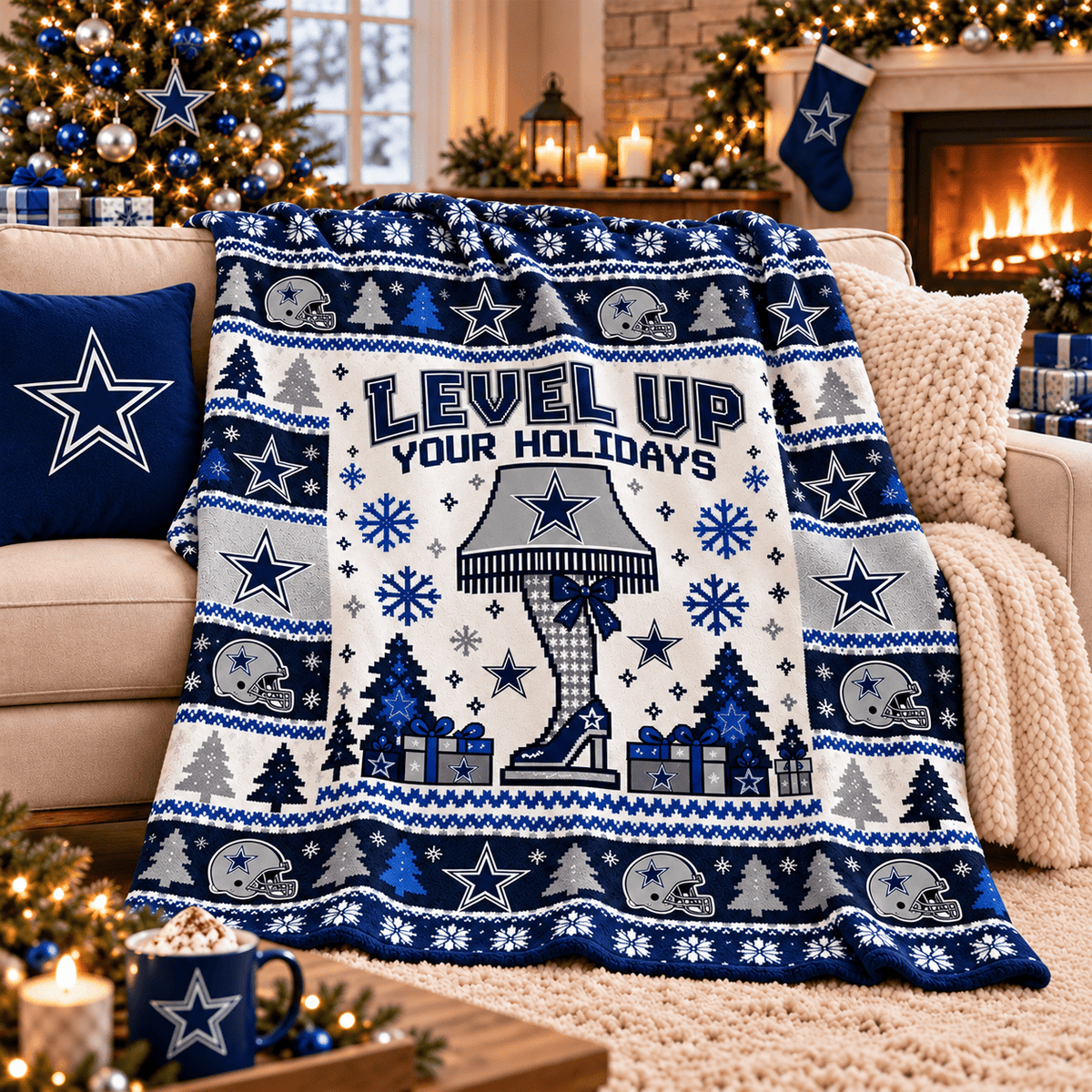 Dallas Cowboys NFL Christmas Blanket – Level Up Your Holidays Football Team Throw Blanket