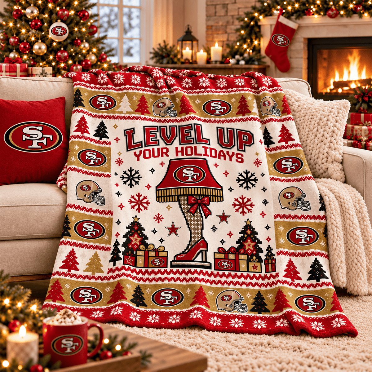 San Francisco 49ers NFL Christmas Blanket – Level Up Your Holidays Football Team Throw Blanket