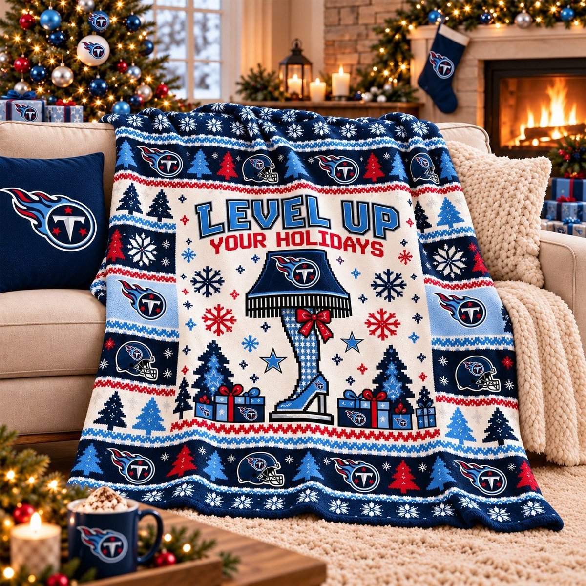 Tennessee Titans NFL Christmas Blanket – Level Up Your Holidays Football Team Throw Blanket