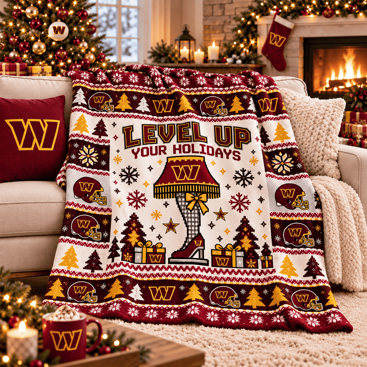 Washington Commanders NFL Christmas Blanket – Level Up Your Holidays Football Team Throw Blanket