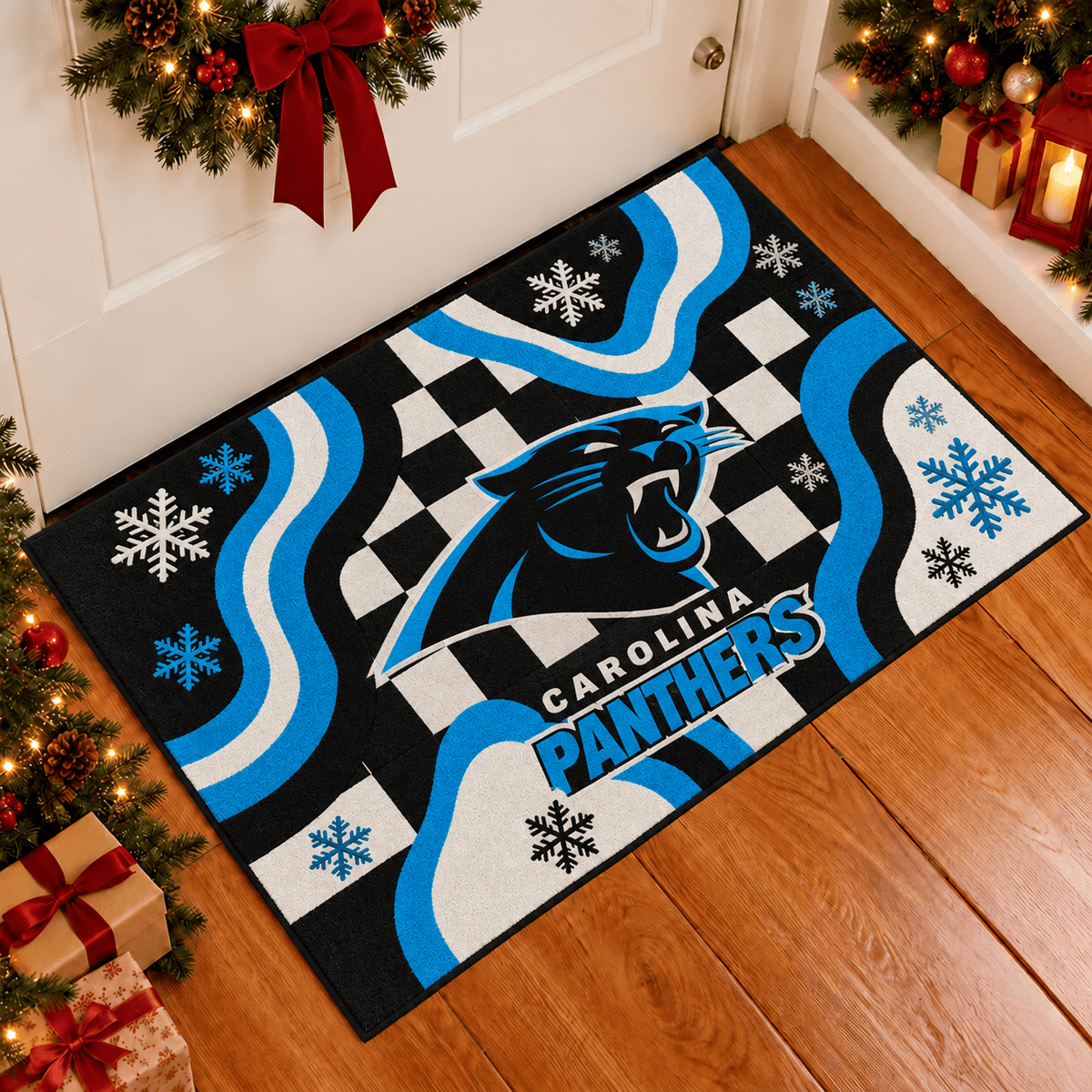 Carolina Panthers NFL Christmas Doormat
