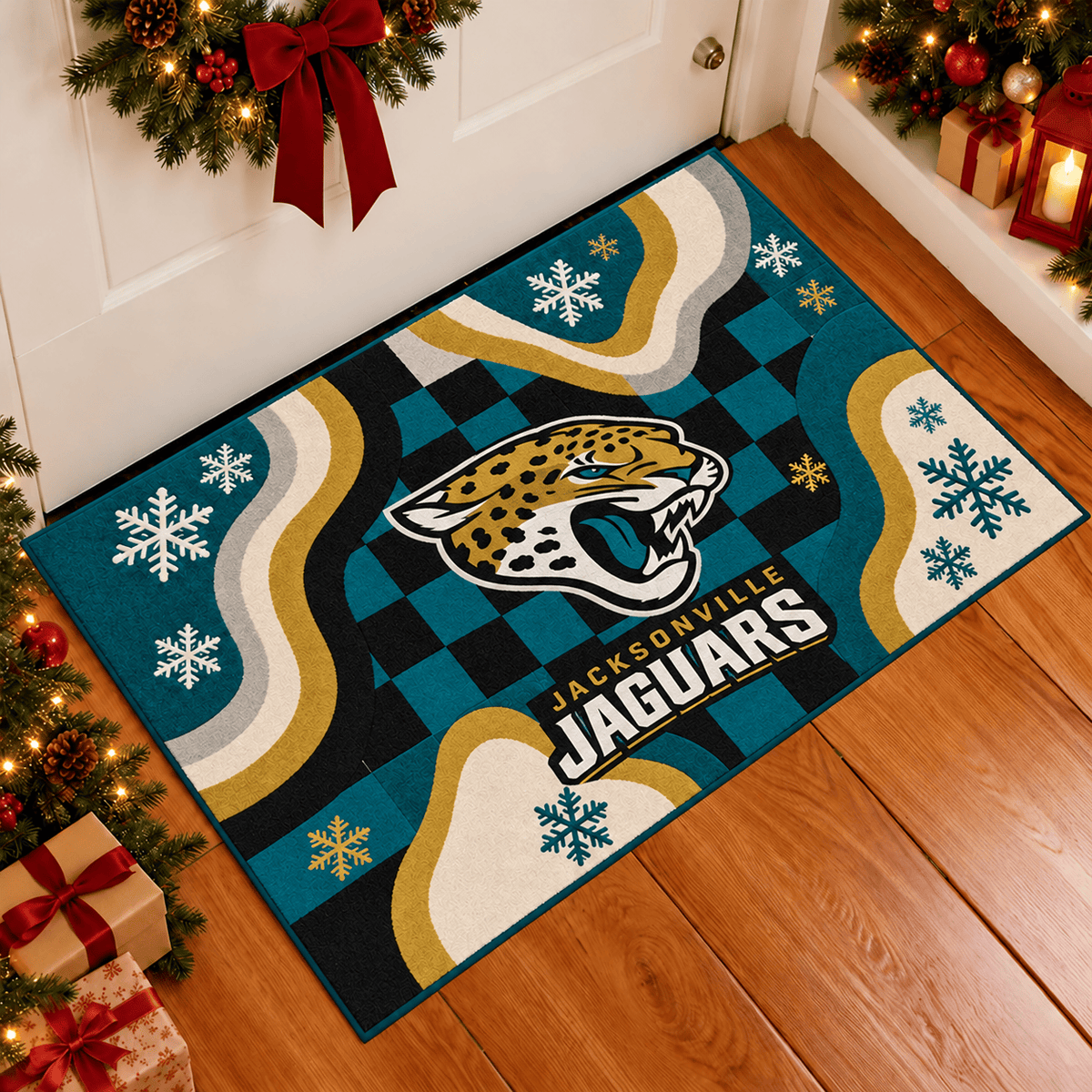 Jacksonville Jaguars NFL Christmas Doormat