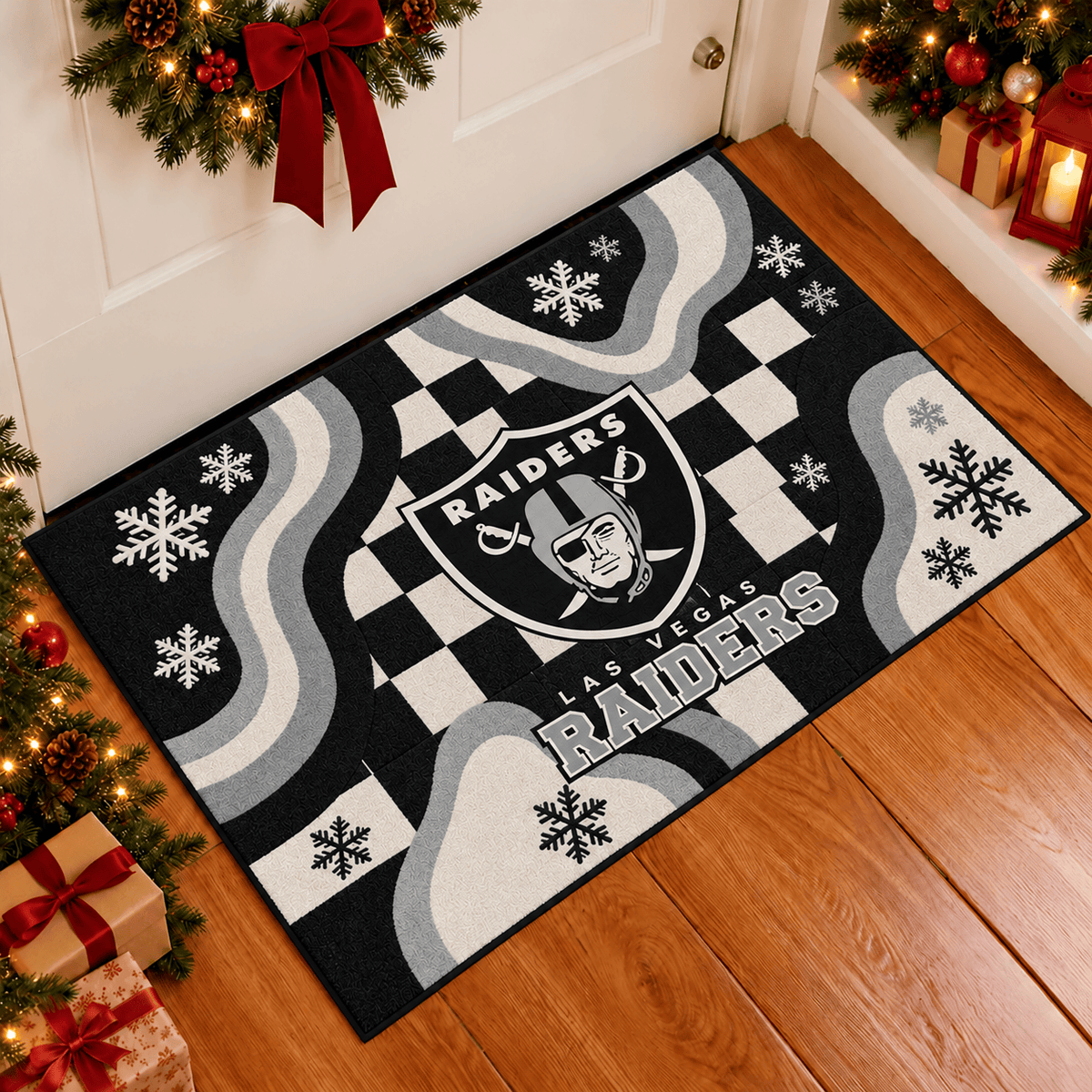 Las Vegas Raiders NFL Christmas Doormat