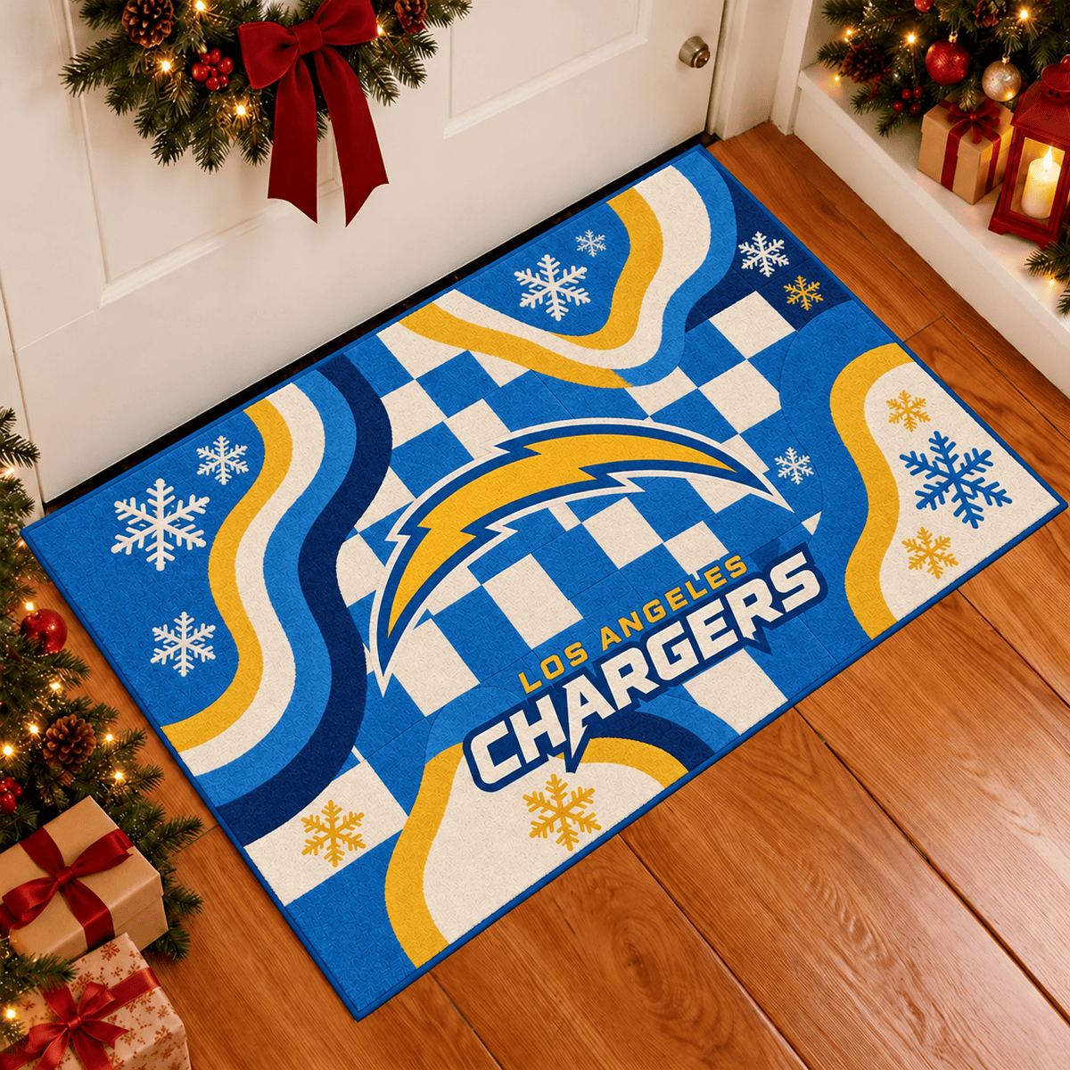Los Angeles Chargers NFL Christmas Doormat