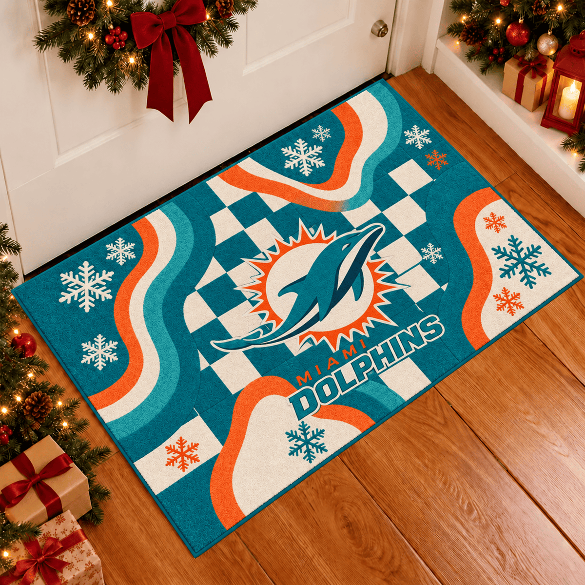 Miami Dolphins NFL Christmas Doormat