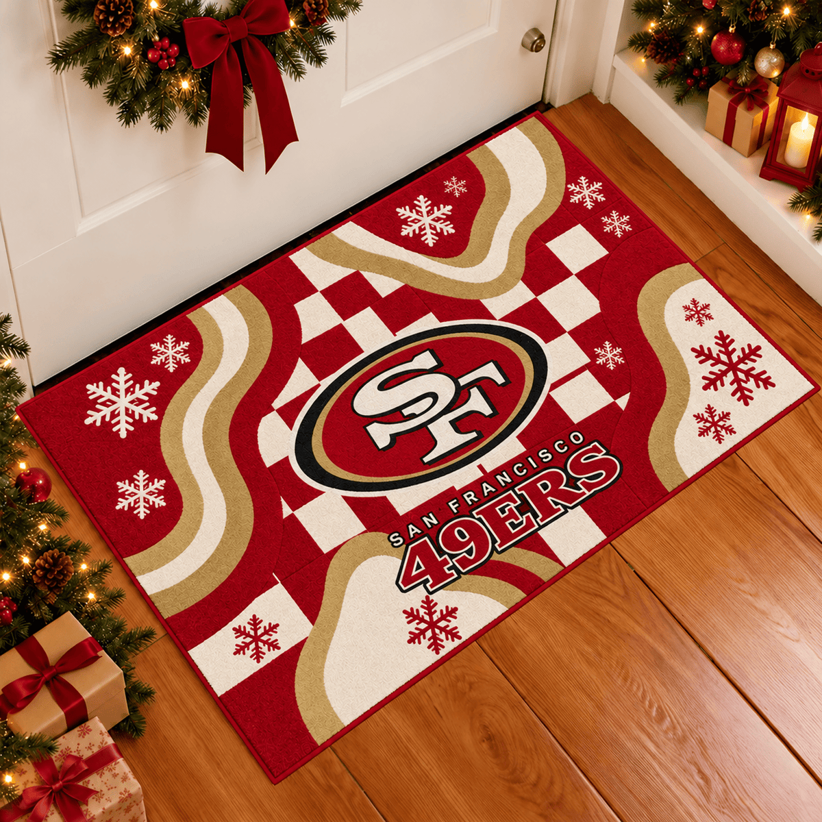 San Francisco 49ers NFL Christmas Doormat