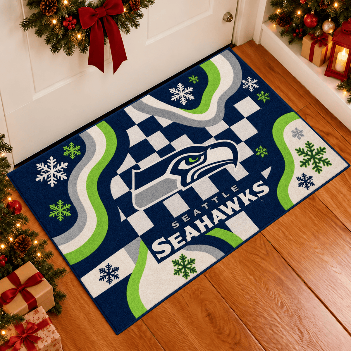 Seattle Seahawks NFL Christmas Doormat