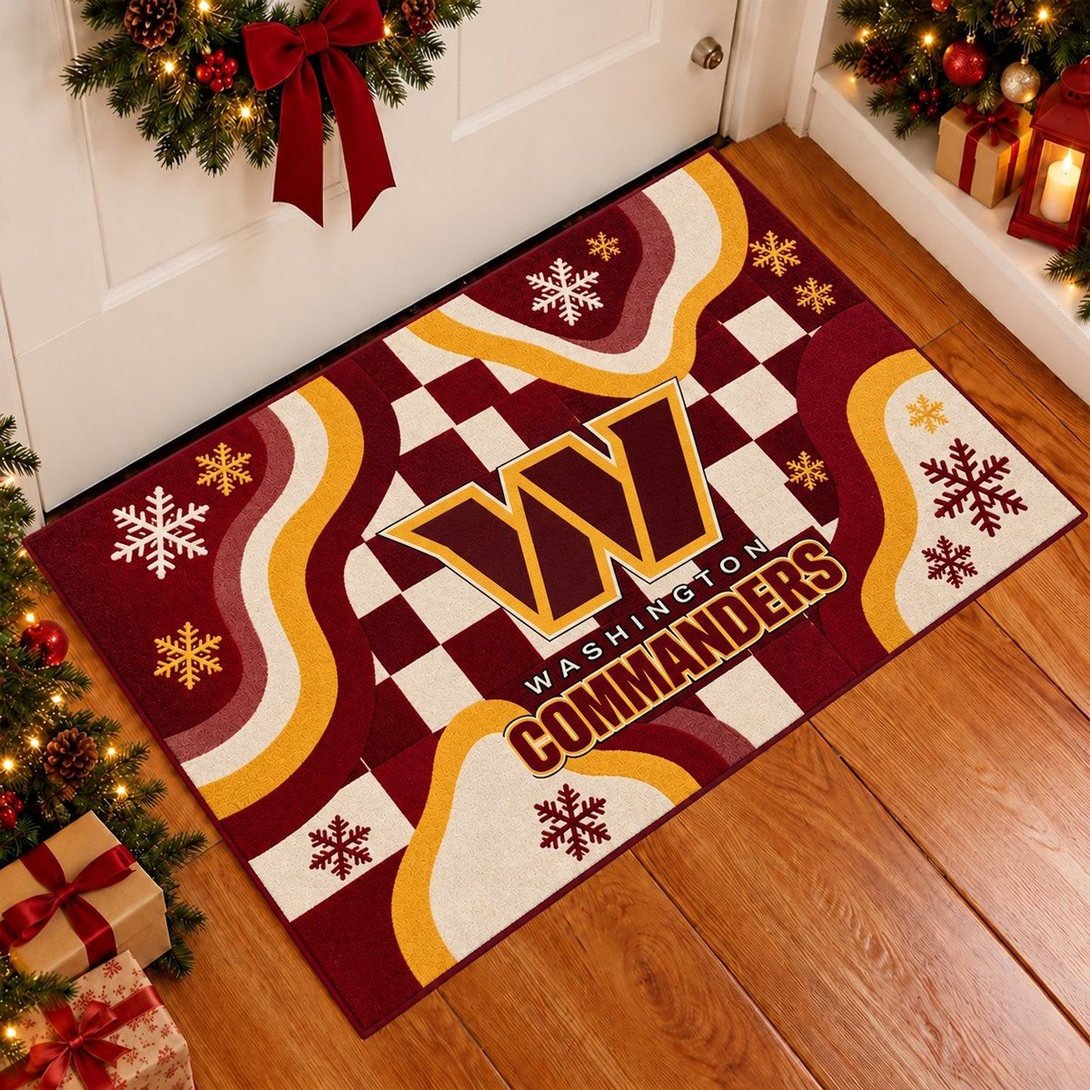 Washington Commanders NFL Christmas Doormat