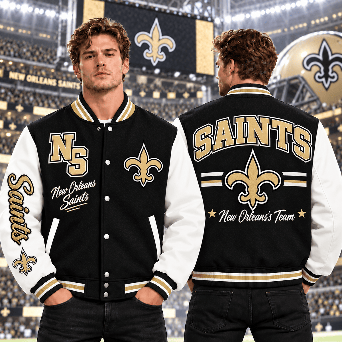 New Orleans Saints | Premium NFL Classic Varsity Baseball Jacket For Football Fans