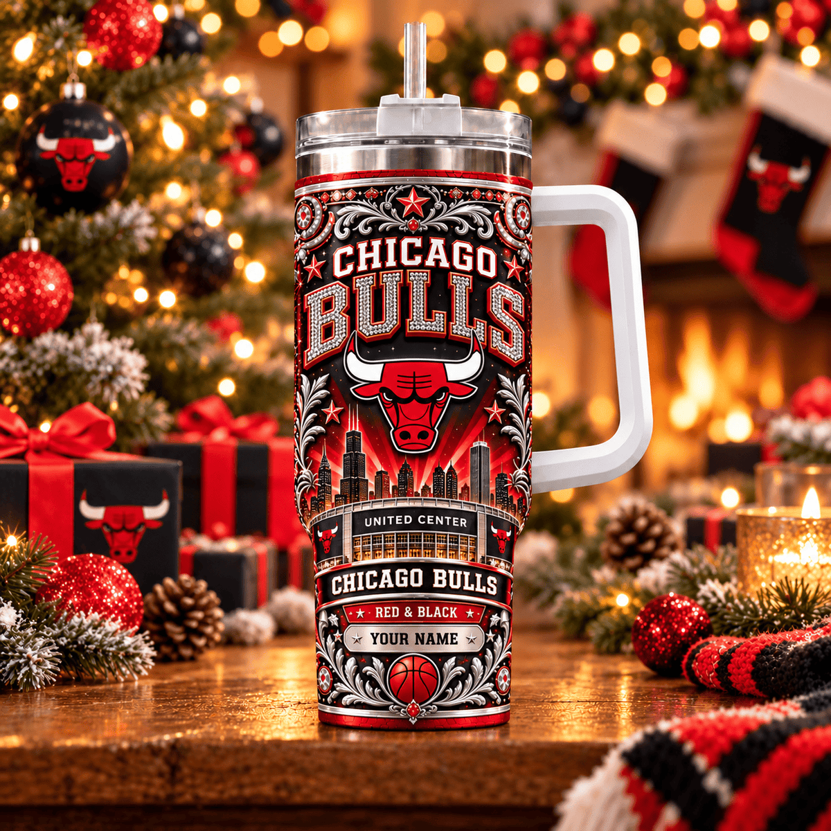 Chicago Bulls NBA Personalized Basketball Team Tumbler With Handle