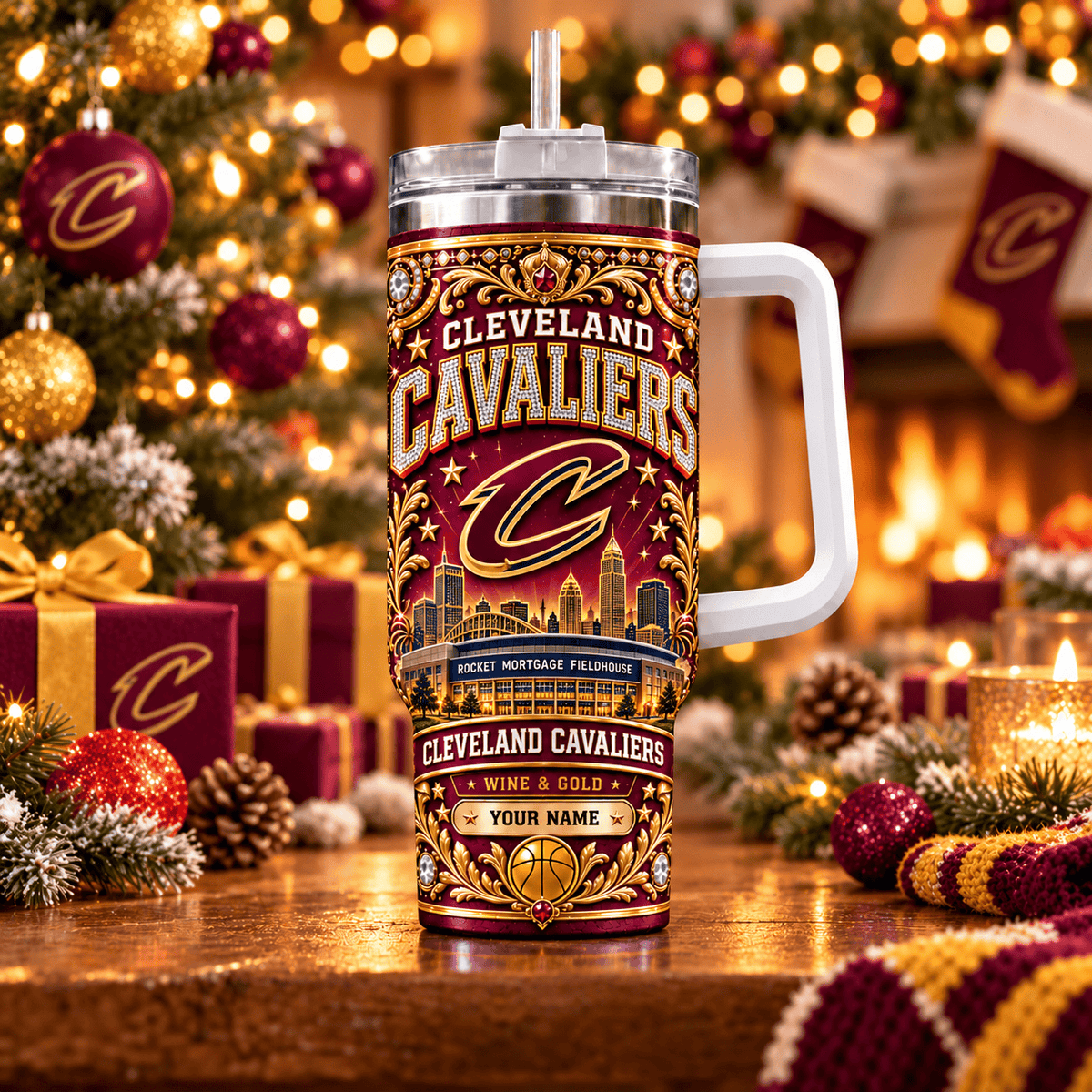 Cleveland Cavaliers NBA Personalized Basketball Team Tumbler With Handle
