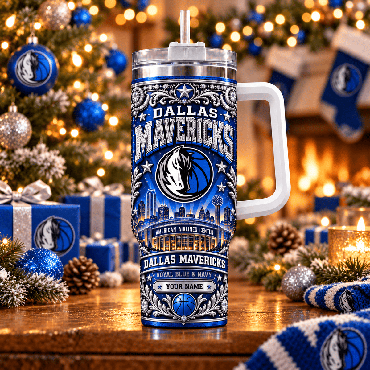 Dallas Mavericks NBA Personalized Basketball Team Tumbler With Handle