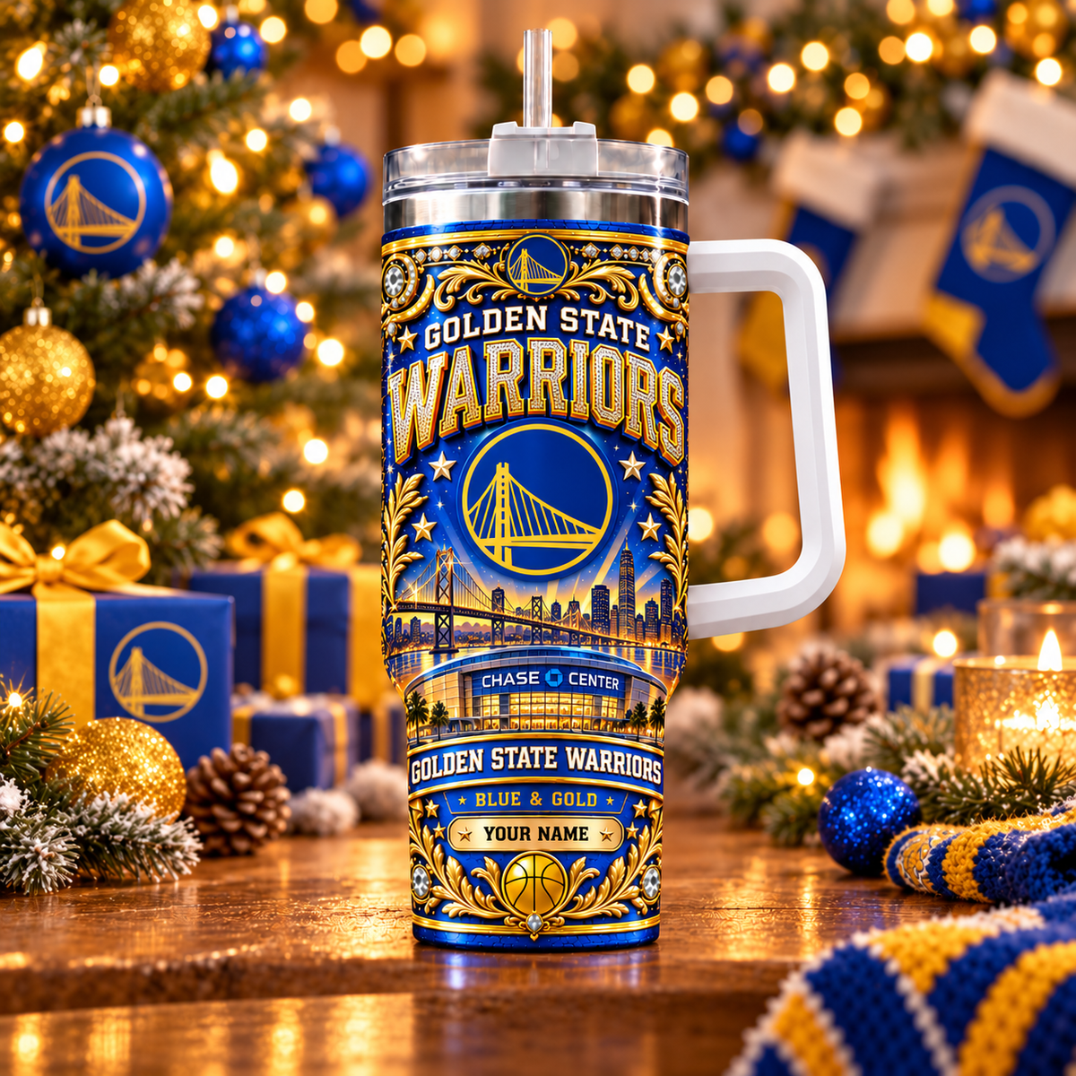 Golden State Warriors NBA Personalized Basketball Team Tumbler With Handle