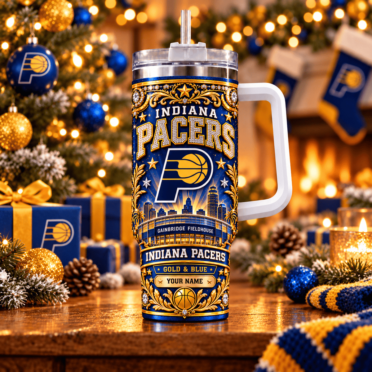 Indiana Pacers NBA Personalized Basketball Team Tumbler With Handle