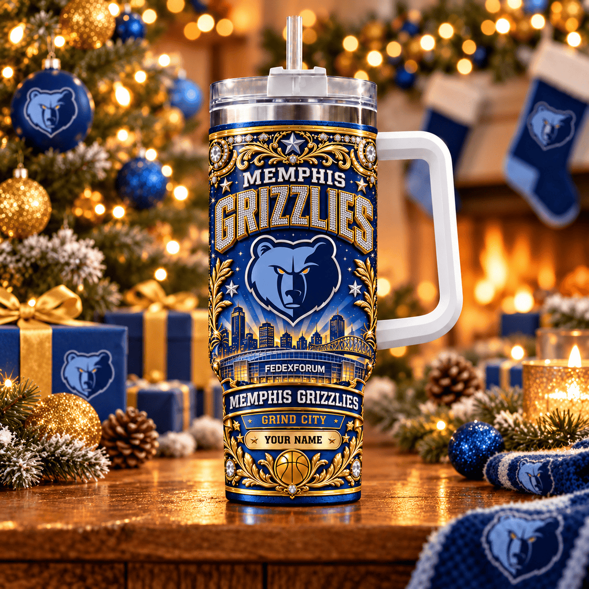Memphis Grizzlies NBA Personalized Basketball Team Tumbler With Handle