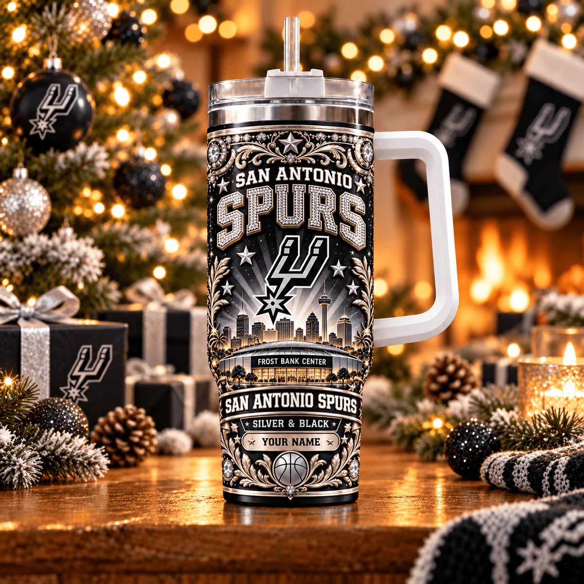 San Antonio Spurs ⭐ NBA Personalized Basketball Team Tumbler With Handle