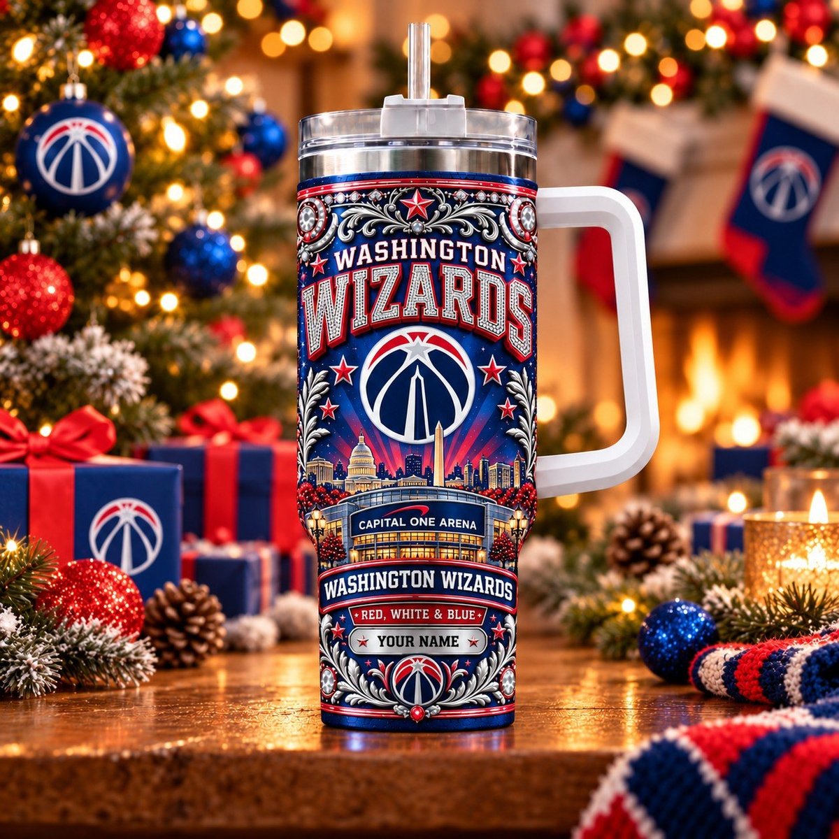 Washington Wizards NBA Personalized Basketball Team Tumbler With Handle