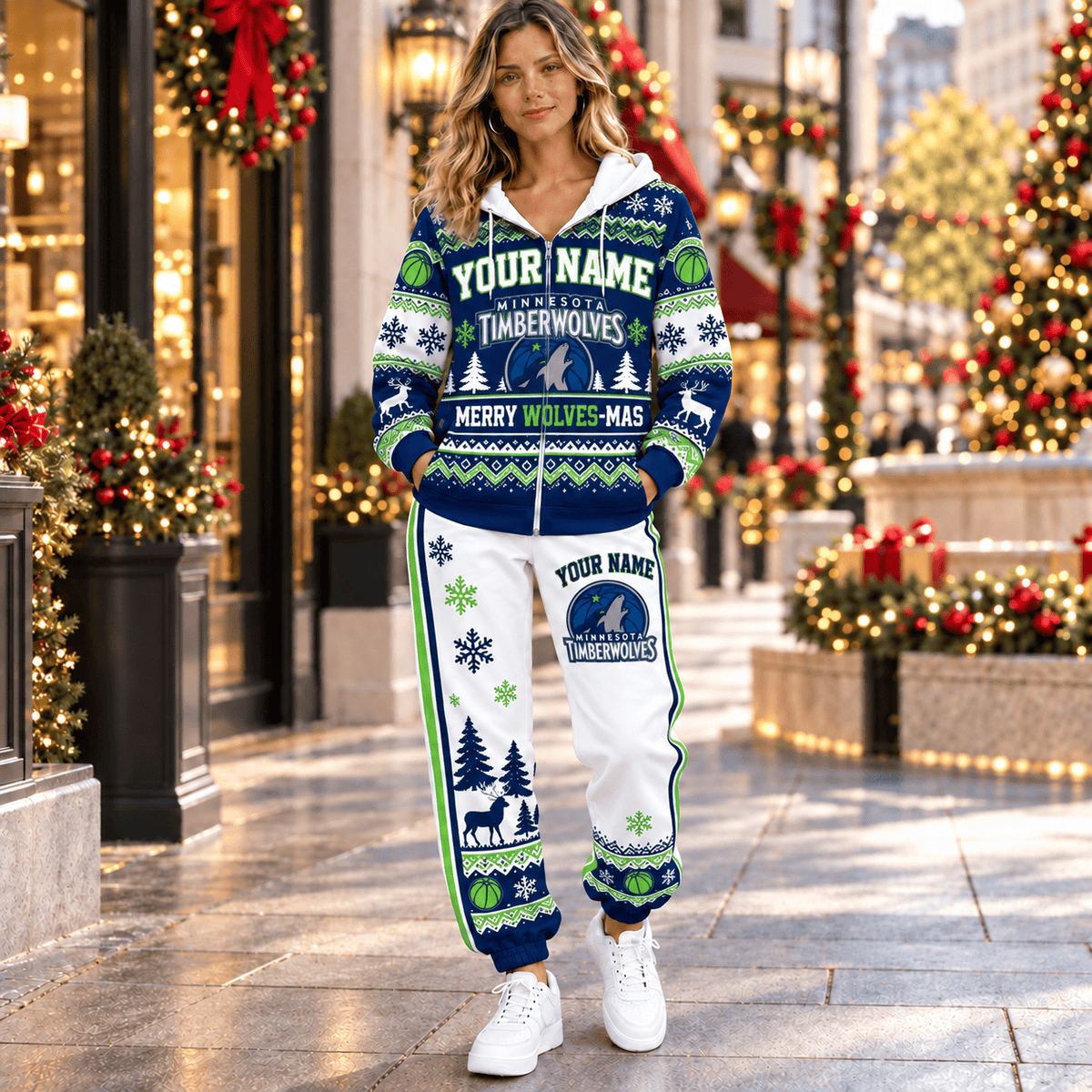 Minnesota Timberwolves NBA Team Full Set Zip/Hoodie & Long Pants Custom Name Gifts