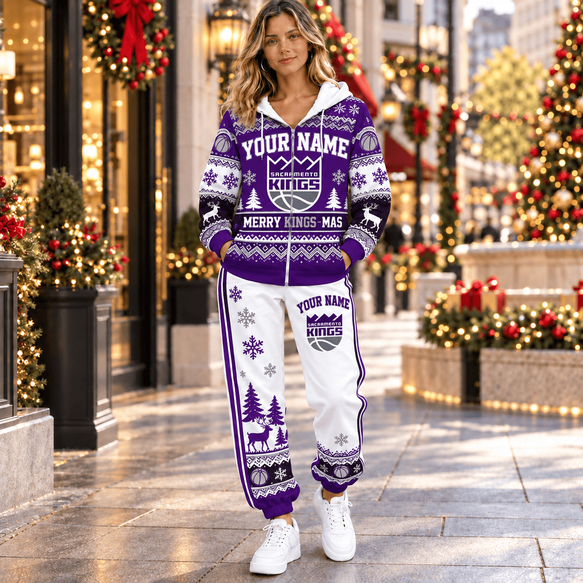 Sacramento Kings NBA Team Full Set Zip/Hoodie & Long Pants Custom Name Gifts