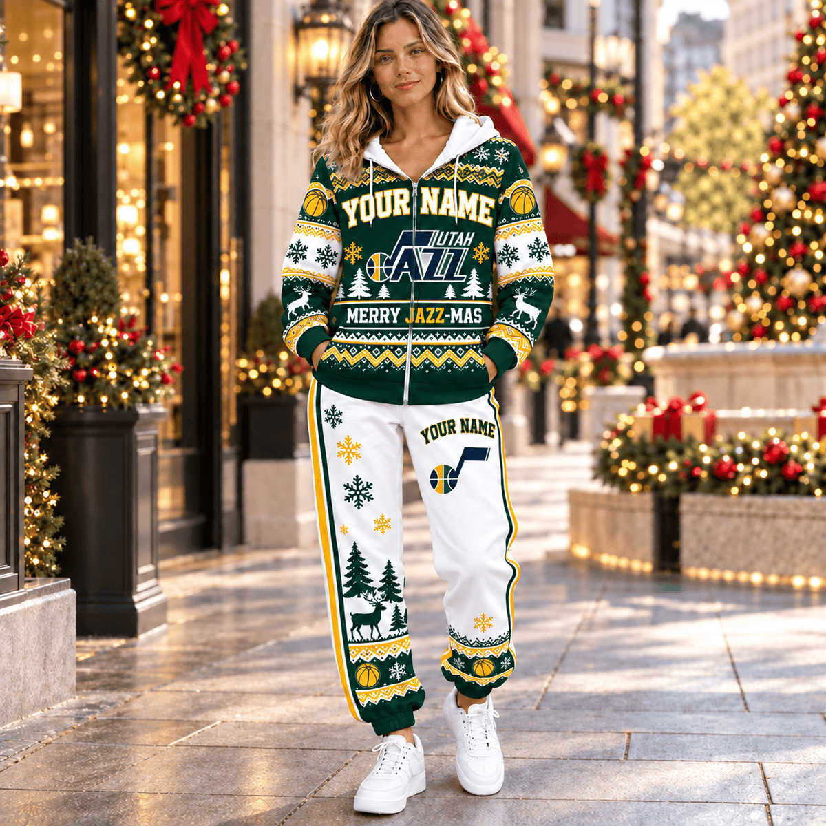Utah Jazz NBA Team Full Set Zip/Hoodie & Long Pants Custom Name Gifts