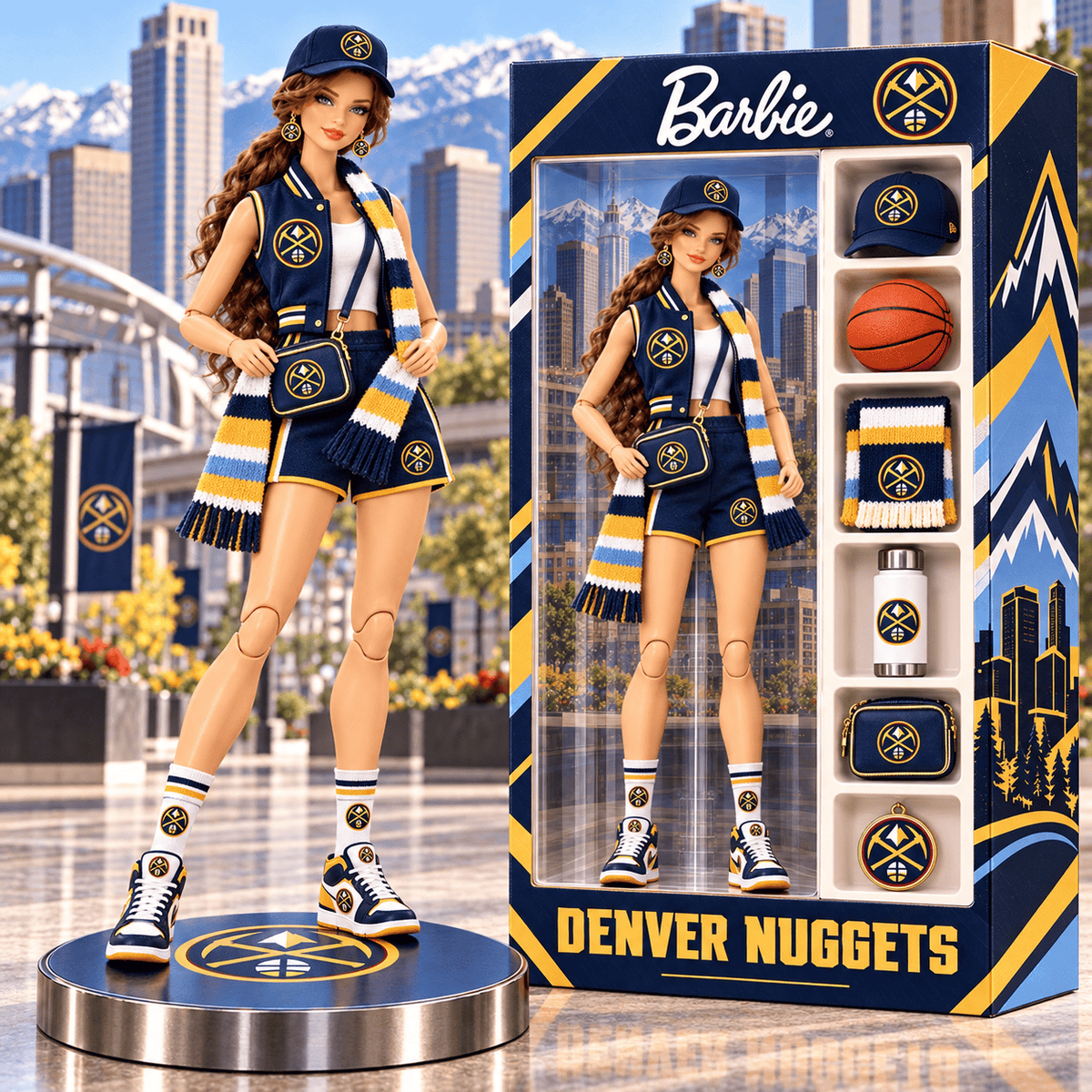 Denver Nuggets NBA Barbie Custom Any Name Acrylic Block Plaque Gifts For Fan