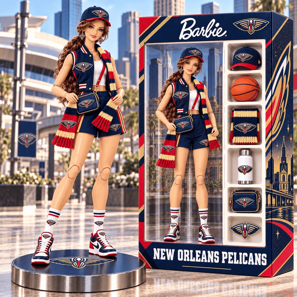 New Orleans Pelicans NBA Barbie Custom Any Name Acrylic Block Plaque Gifts For Fan