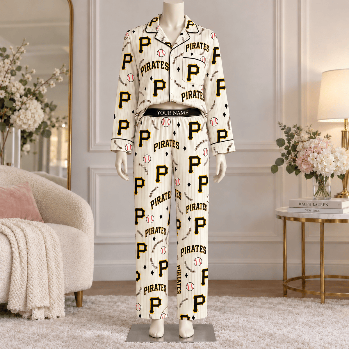 Pittsburgh Pirates MLB Personalized Baseball Team Women's Long Sleeve Pajama Set