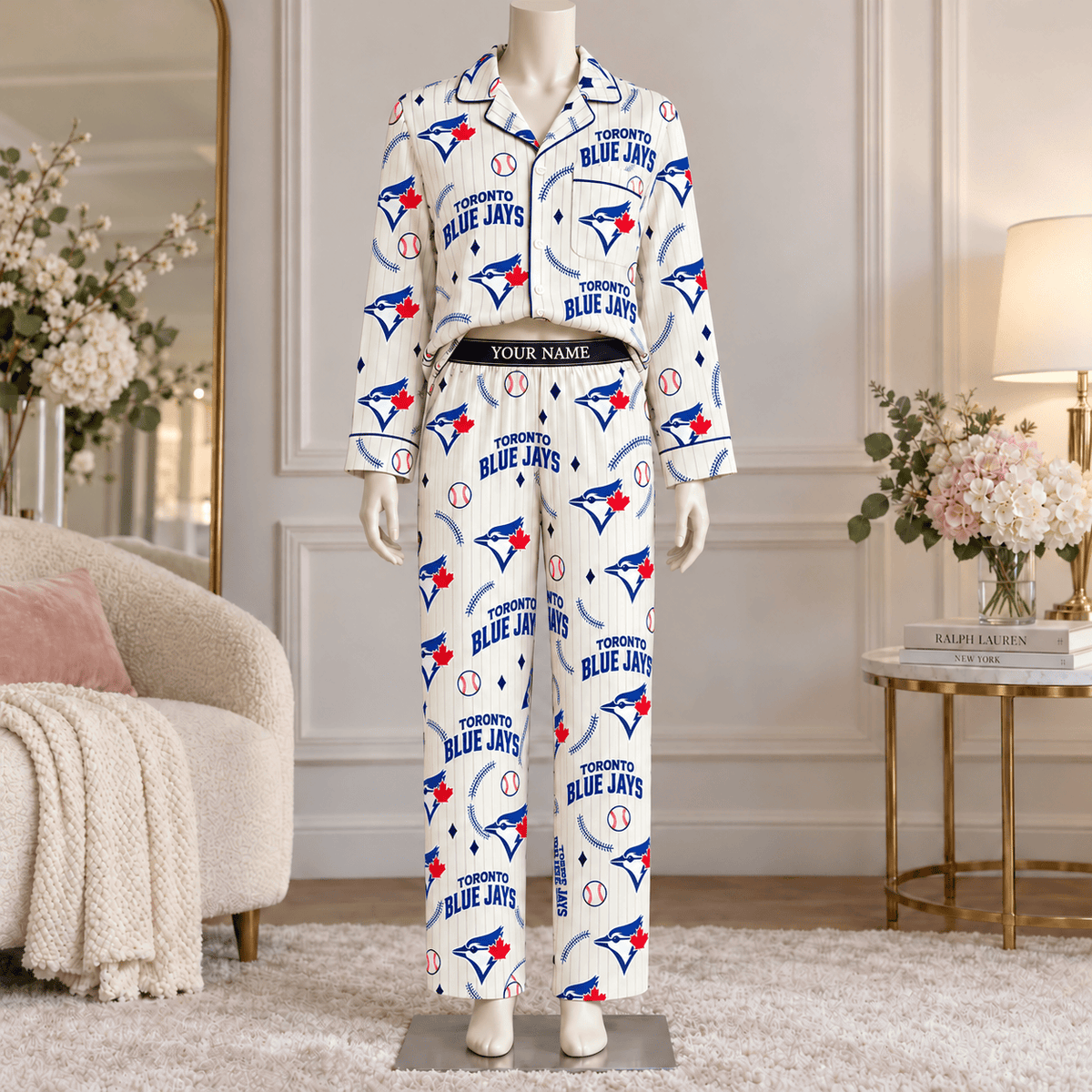 Toronto Blue Jays MLB Personalized Baseball Team Women's Long Sleeve Pajama Set
