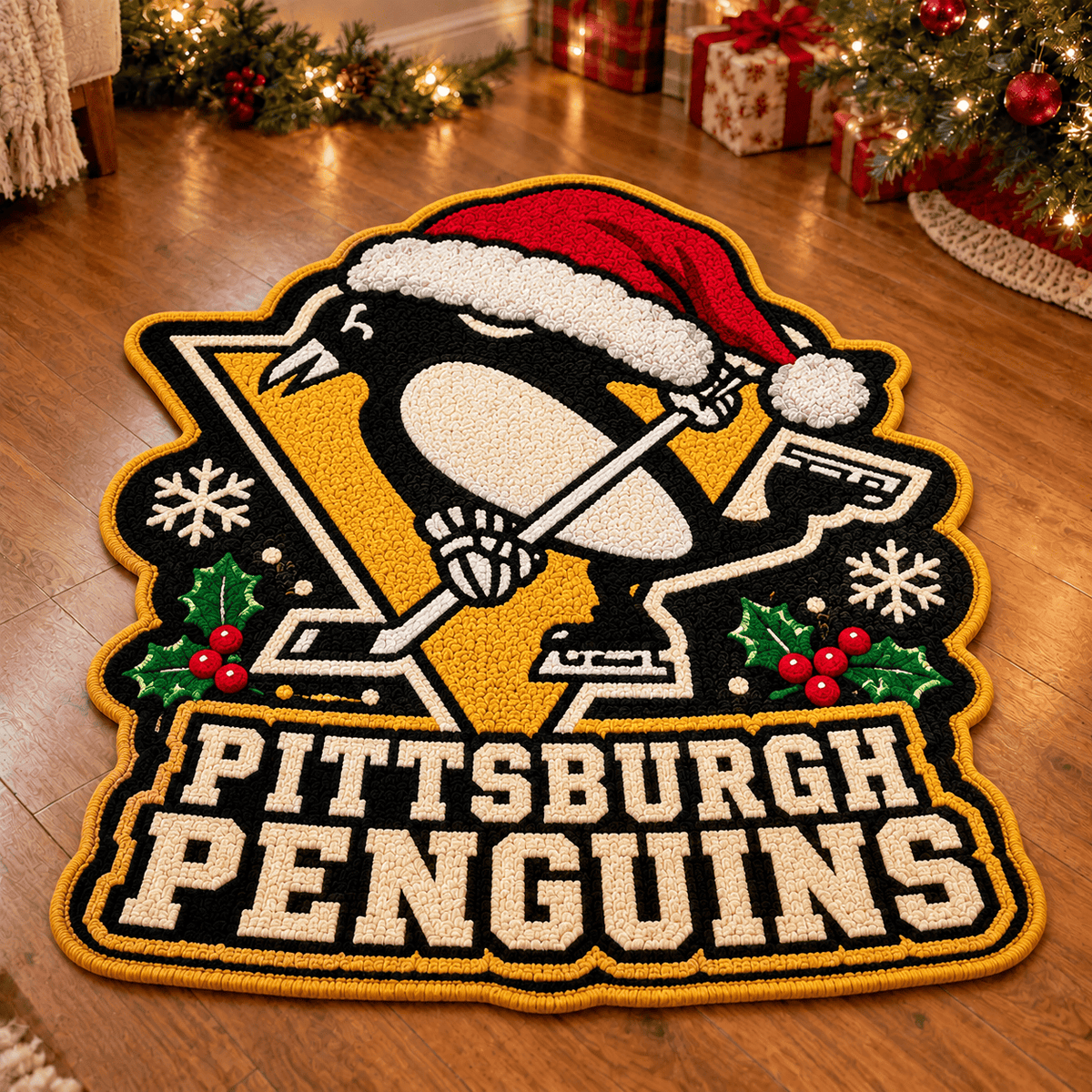 Pittsburgh Penguins NHL Custom Shape Floor Mat Chirstmas Gift